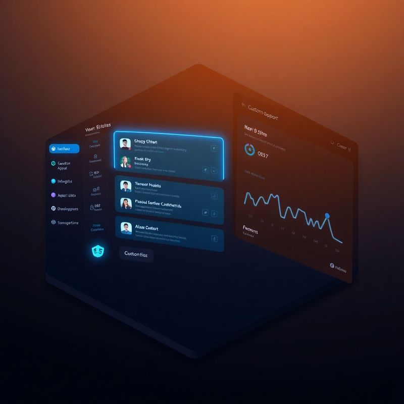 Dashboard izometric de suport clienți cu fire de conversație în albastru azuriu